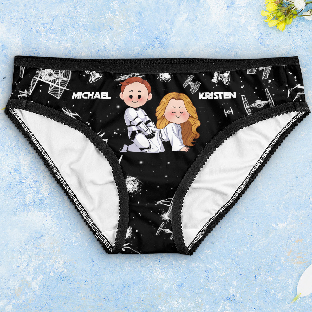 Personalized Lace Border Women Briefs Custom Name Gift Idea