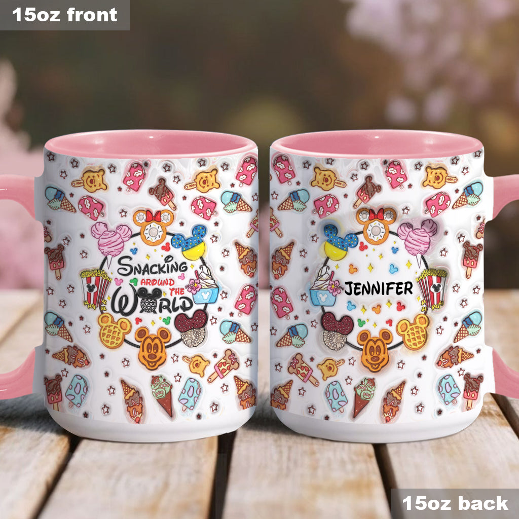 Personalized Snacking Around the World Accent Mug Gift for Mom