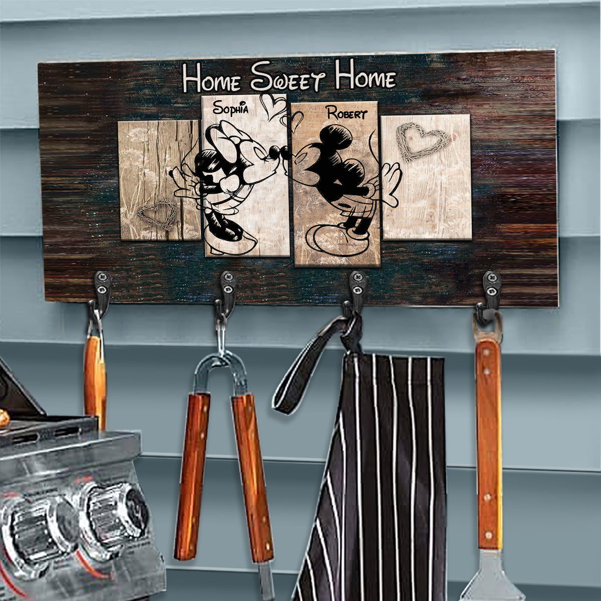 Personalized Home Sweet Home Key Rack Custom Name Gift