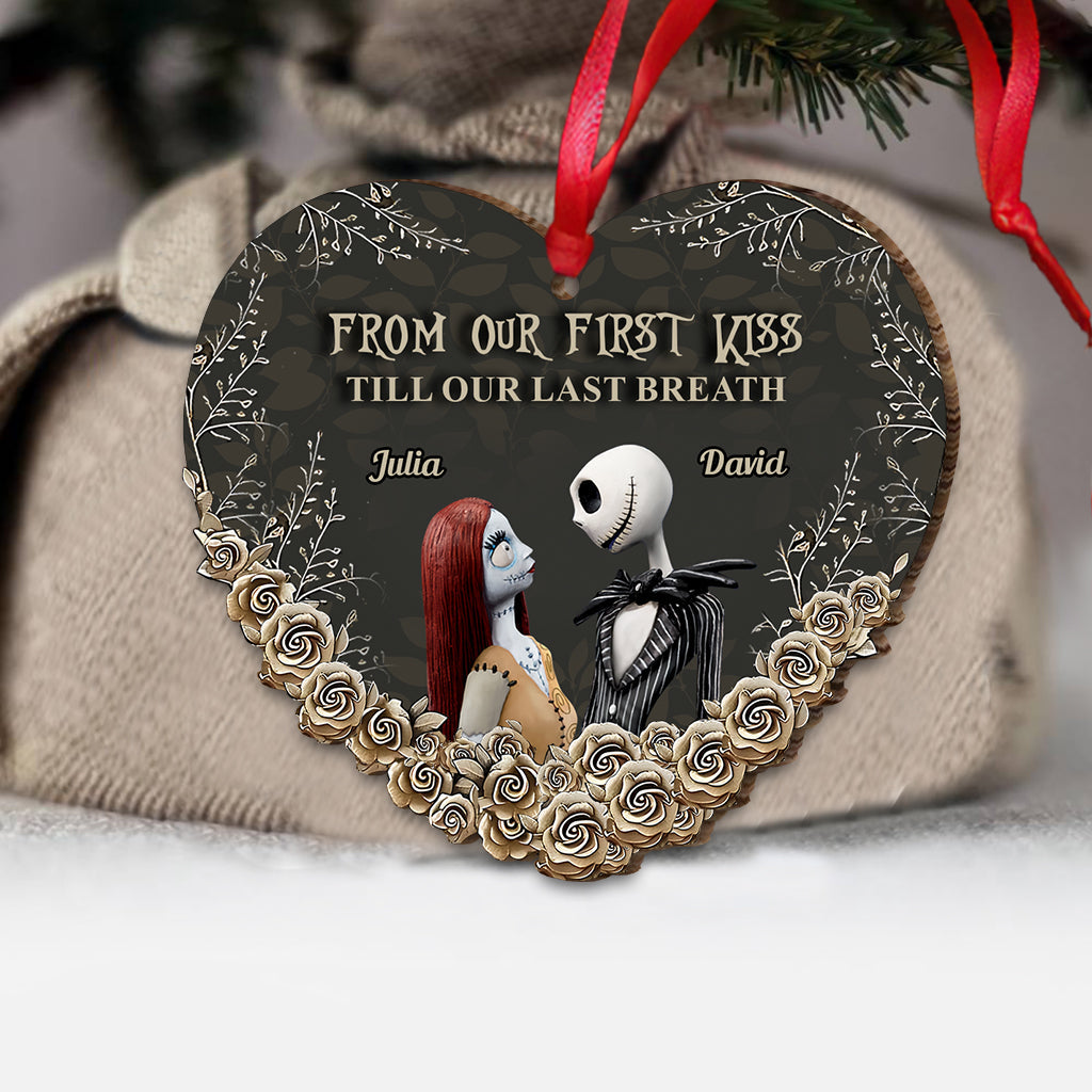 Personalized Nightmare Before Christmas Heart Ornament Custom Names Gift for Couples