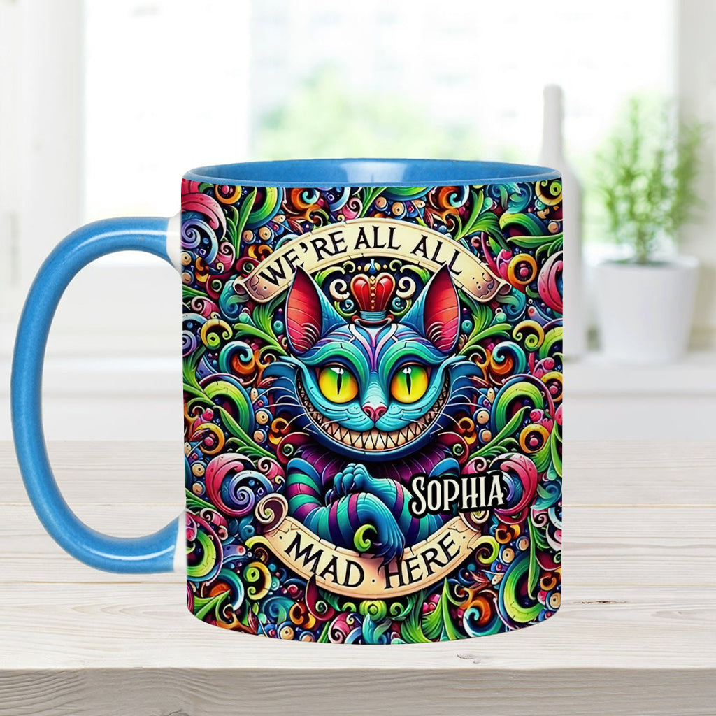 Personalized Ceramic Accent Mug with Colorful Cat Design for Birthdays or Christmas
