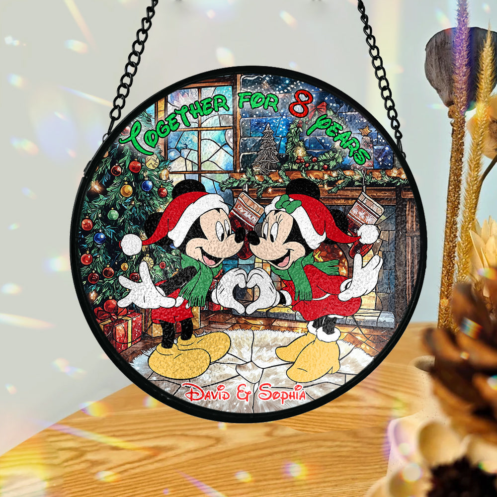 Personalized Stained Glass Suncatcher Unique Couple Gift for Anniversary