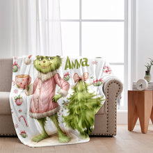 Load image into Gallery viewer, Personalized Grinch Christmas Blanket Custom Name Gift
