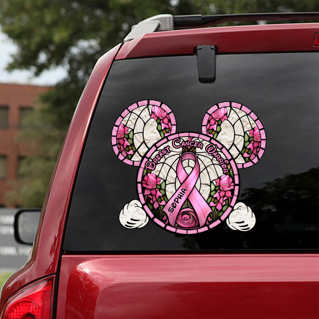 Personalized Breast Cancer Warrior Mouse Decal Custom Name