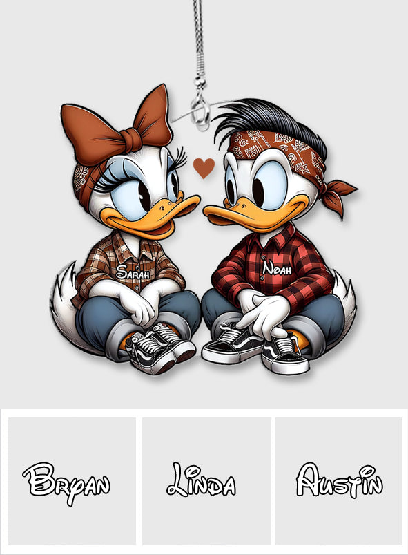 Personalized Chicano Duck Couple Car Ornament Custom Name Gift