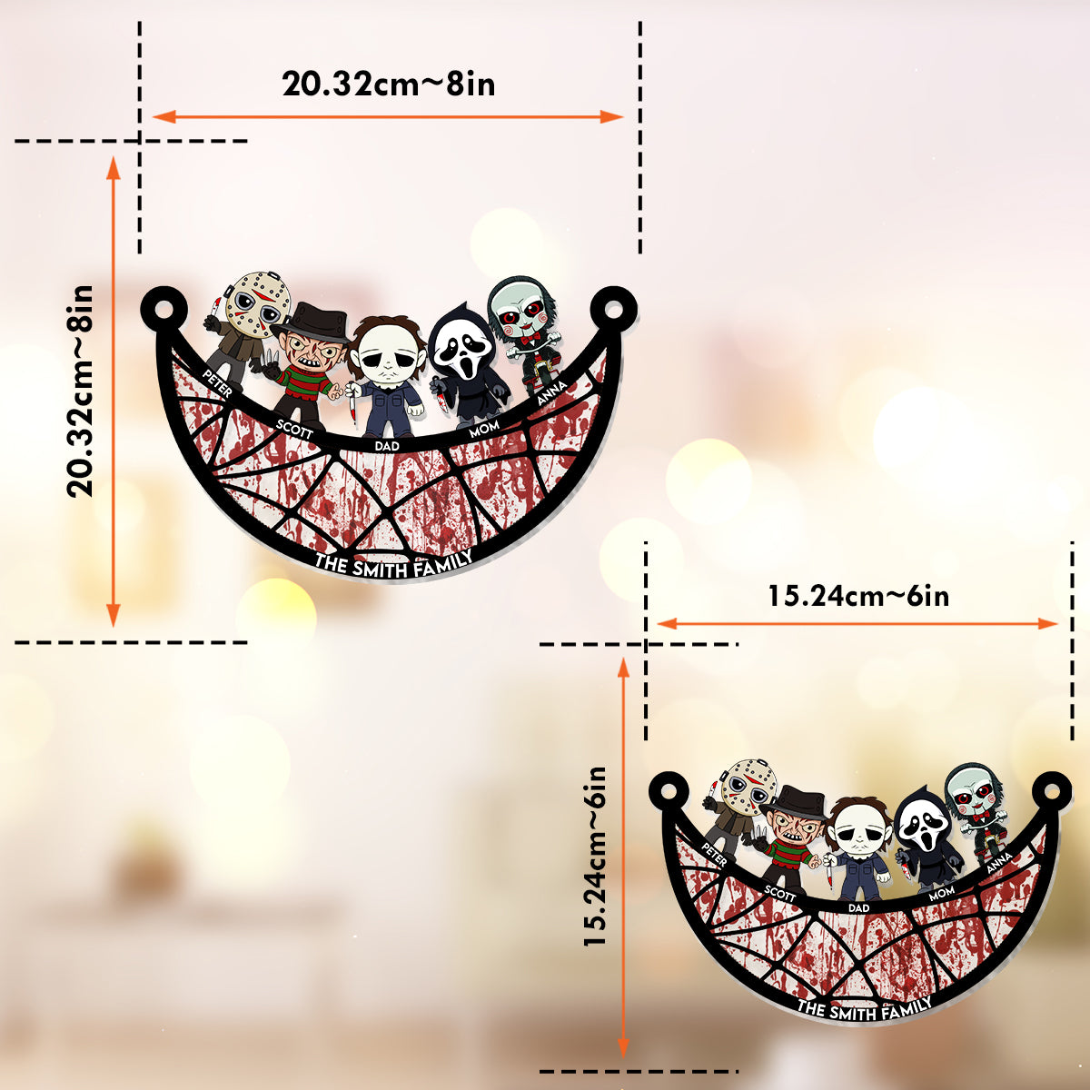 Personalized Scary Movies Suncatcher Ornament for Family Gift