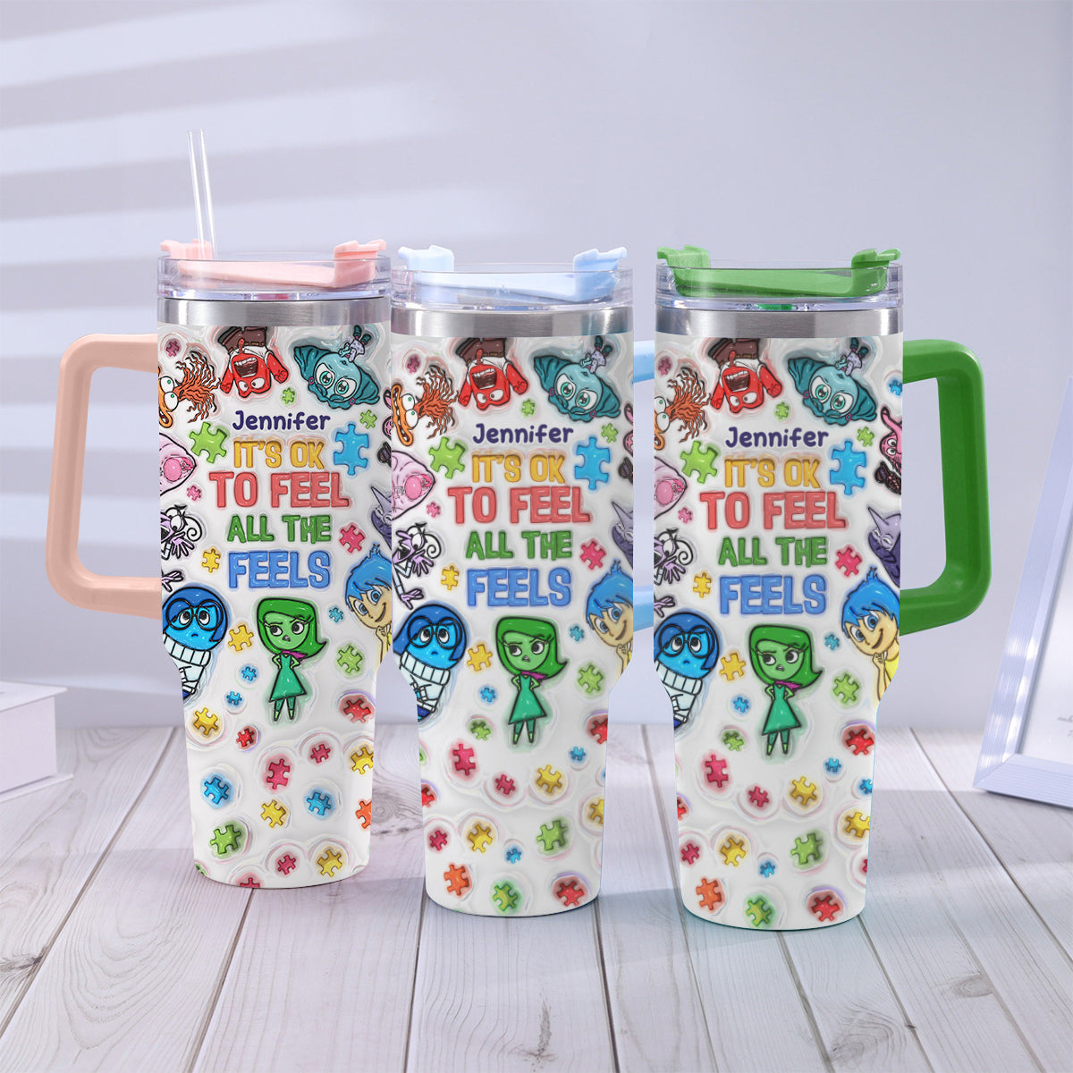 Personalized Autism Awareness Tumbler with Handle for Kids