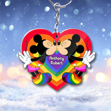 Load image into Gallery viewer, Personalized Acrylic LGBT Support Keychain for Couples | Love Is Love
