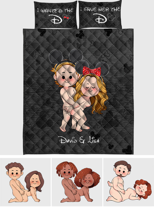 Personalized Couple Mouse Ears Quilt Set Custom Names Gift