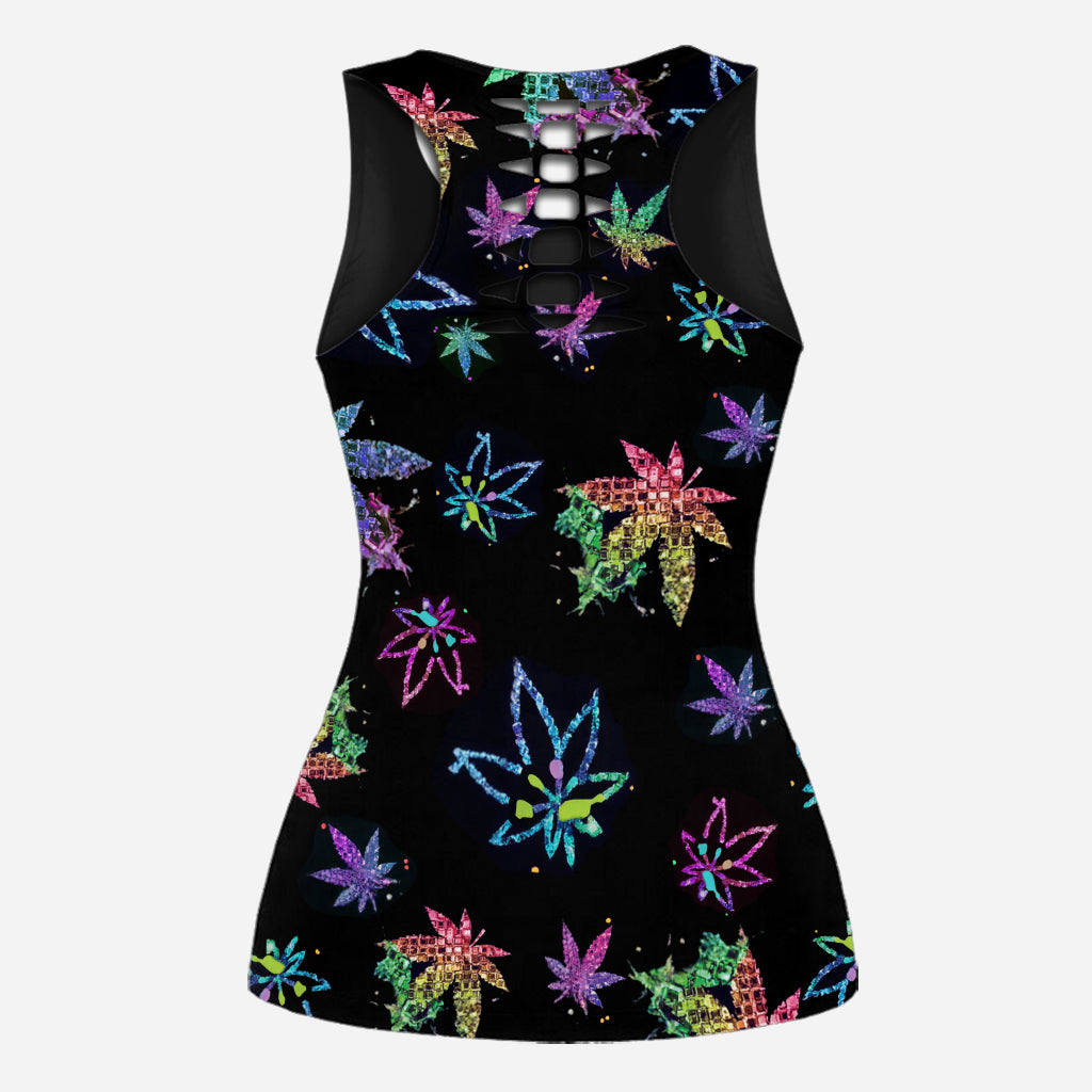 Personalized Weed Hollow Tank Top & Shorts Set for Women