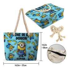 Load image into Gallery viewer, Personalized Canvas Beach Bag Custom Minions Design Gift
