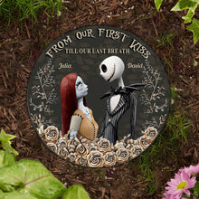Load image into Gallery viewer, Personalized Round Slate Stone First Kiss Gift for Couples
