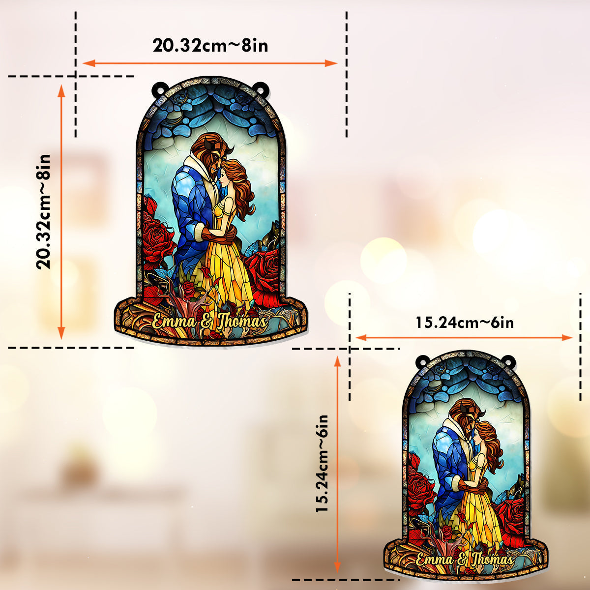 Personalized Couple Suncatcher Ornament Gift for Home Decor