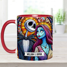 Load image into Gallery viewer, Personalized Jack and Sally Accent Mug Custom Couples Gift
