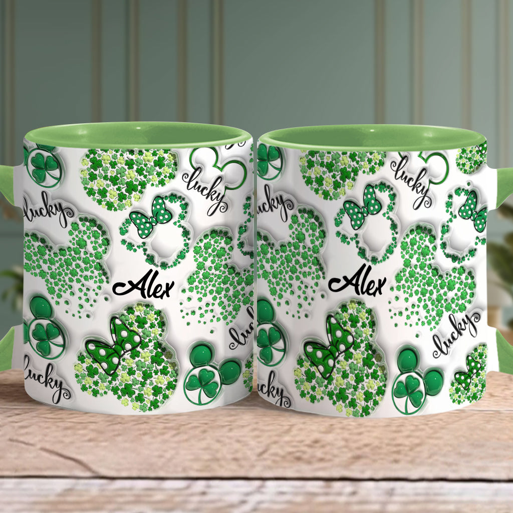 Personalized Shamrock Mouse Ears Accent Mug Gift for St. Patrick's Day