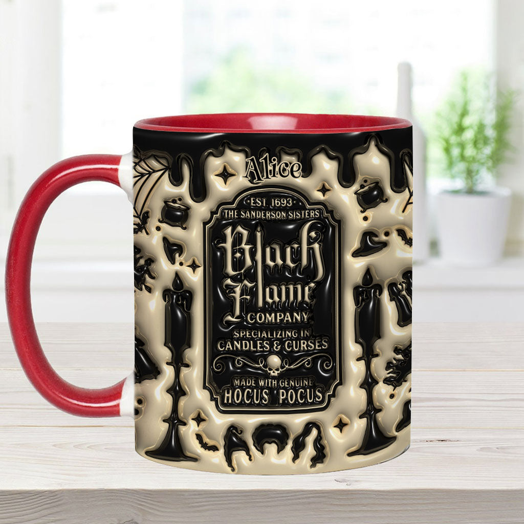Personalized Black Flame Company Accent Mug Custom Name Halloween Gift