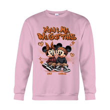 Load image into Gallery viewer, Personalized Couples Mouse T-shirt &amp; Hoodie with Custom Names for Engagement or Anniversary
