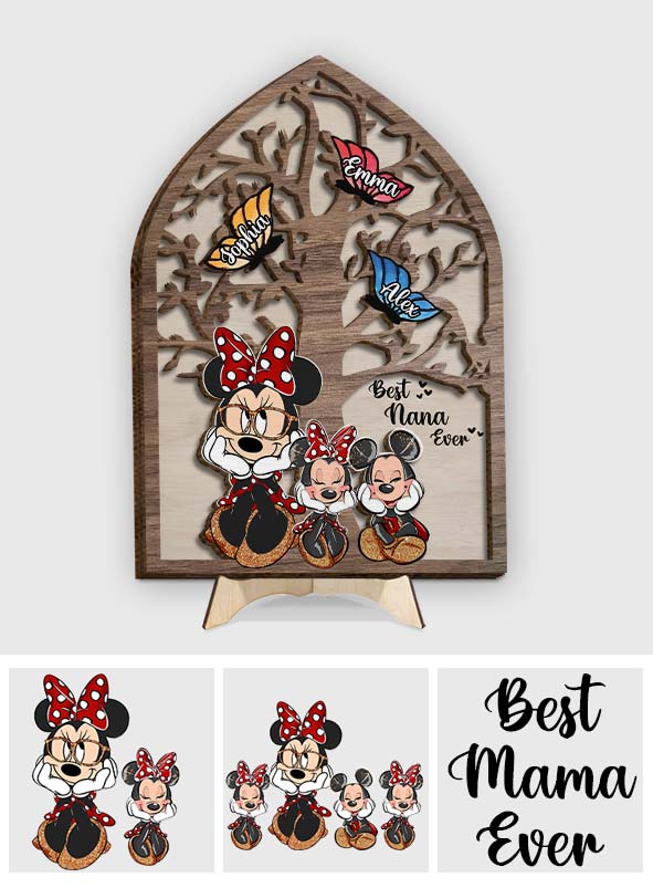 Personalized Best Nana Ever Mouse Ears 2-Layered Wood Sign Gift