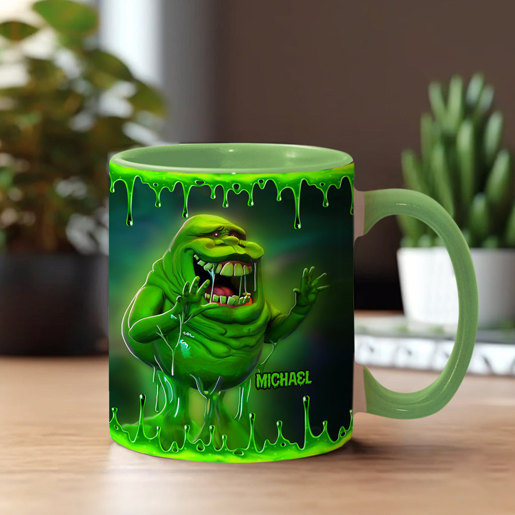 Personalized Green Ghost Accent Mug for Halloween & Birthdays