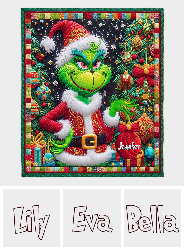 Personalized Grinchmas Quilt Holiday Gift for Kids & Family