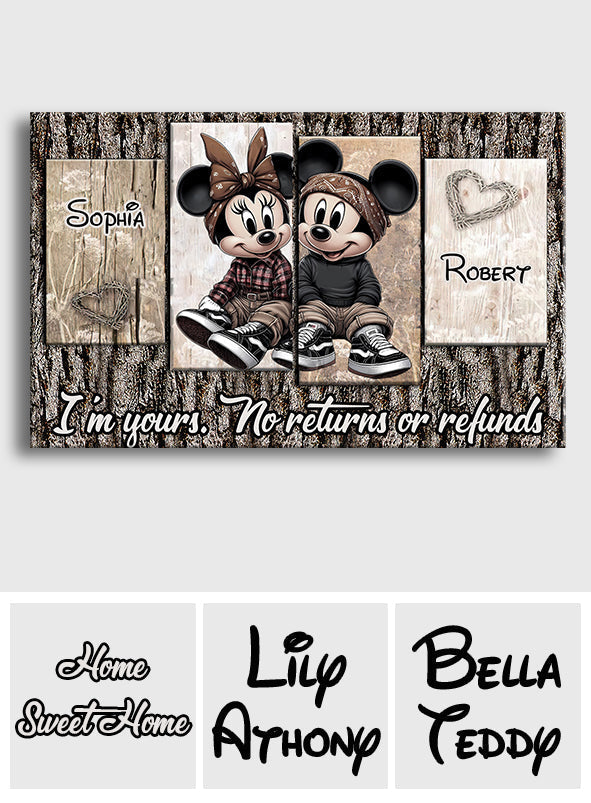 Personalized Mouse Mickey Minnie Canvas Art Gift for Couple