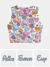 Load image into Gallery viewer, Personalized Floral Mouse Ears Crop Tank Top for Women
