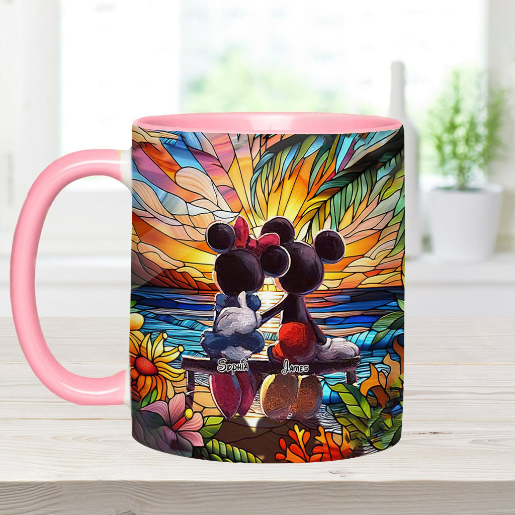 Personalized Sunset Accent Mug Custom Name Gift for Couples