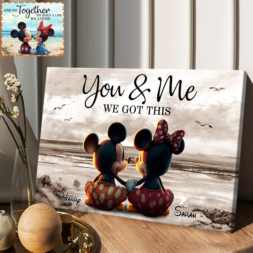 Personalized Couple Beach Scene Canvas Vintage Art Gift