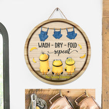 Load image into Gallery viewer, Personalized Round Wood Sign Wash Dry Fold Design Gift for Family
