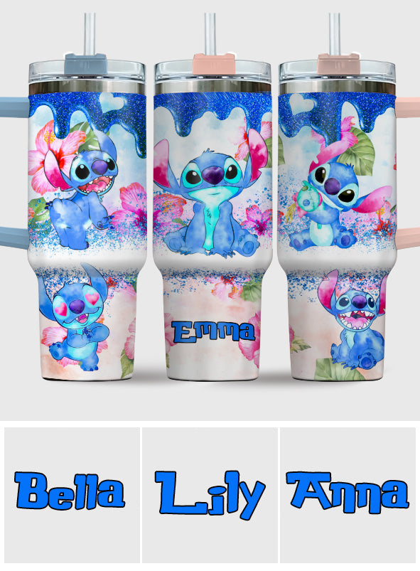 Personalized Tropical Vibe Tumbler With Handle Custom Name Gift