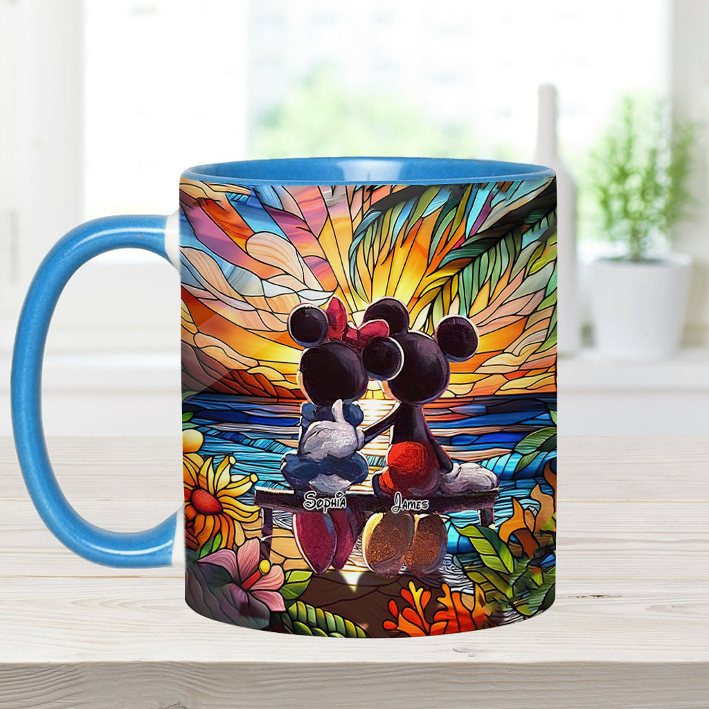 Personalized Sunset Accent Mug Custom Name Gift for Couples