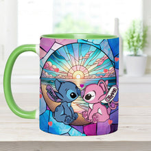 Load image into Gallery viewer, Personalized Ohana Accent Mug with Sunrise Beach Design Gift for Couples
