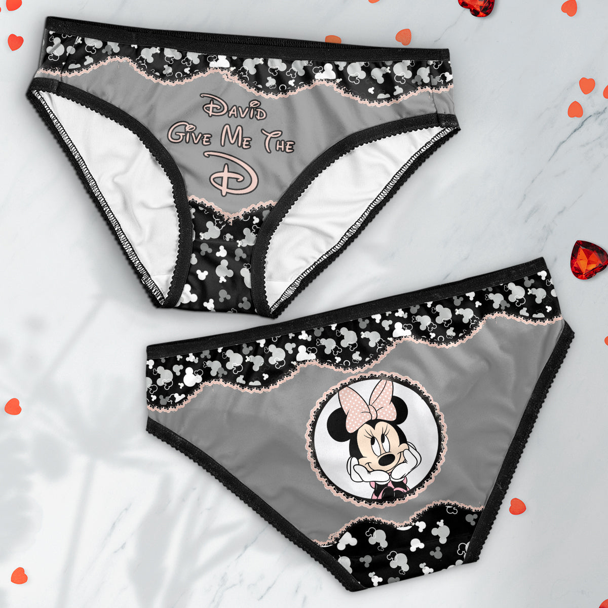 Personalized Lace Border Women Briefs Custom Text Gift