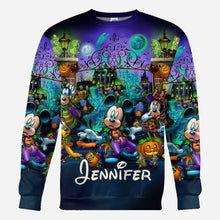 Load image into Gallery viewer, Personalized Welcome Foolish Mortals All Over Shirt for Halloween
