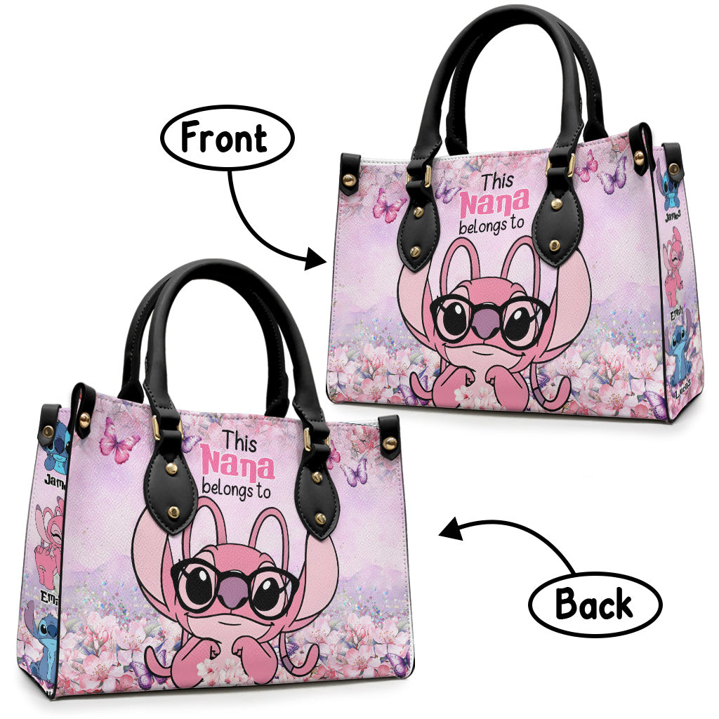 Personalized Leather Handbag with Ohana Design for Grandma - Unique Gift