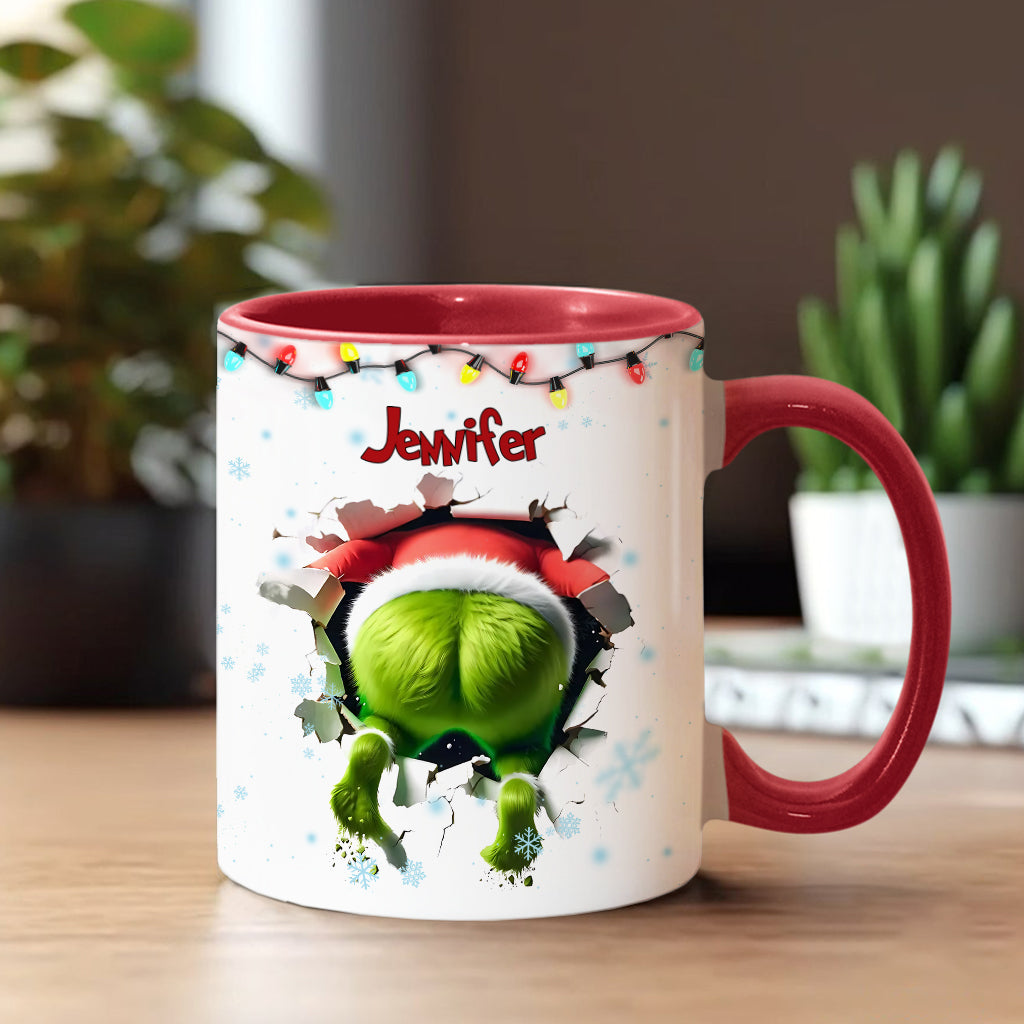 Personalized Merry Grinchmas Accent Mug Custom Name Gift