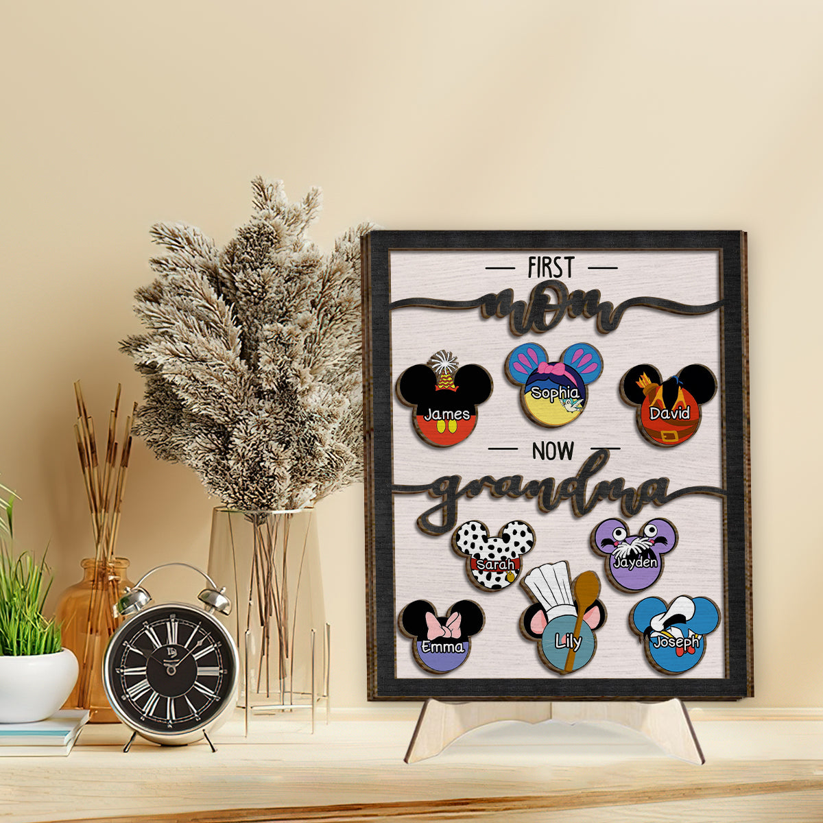 Personalized Grandma Mouse Ears 2 Layered Wood Sign Gift