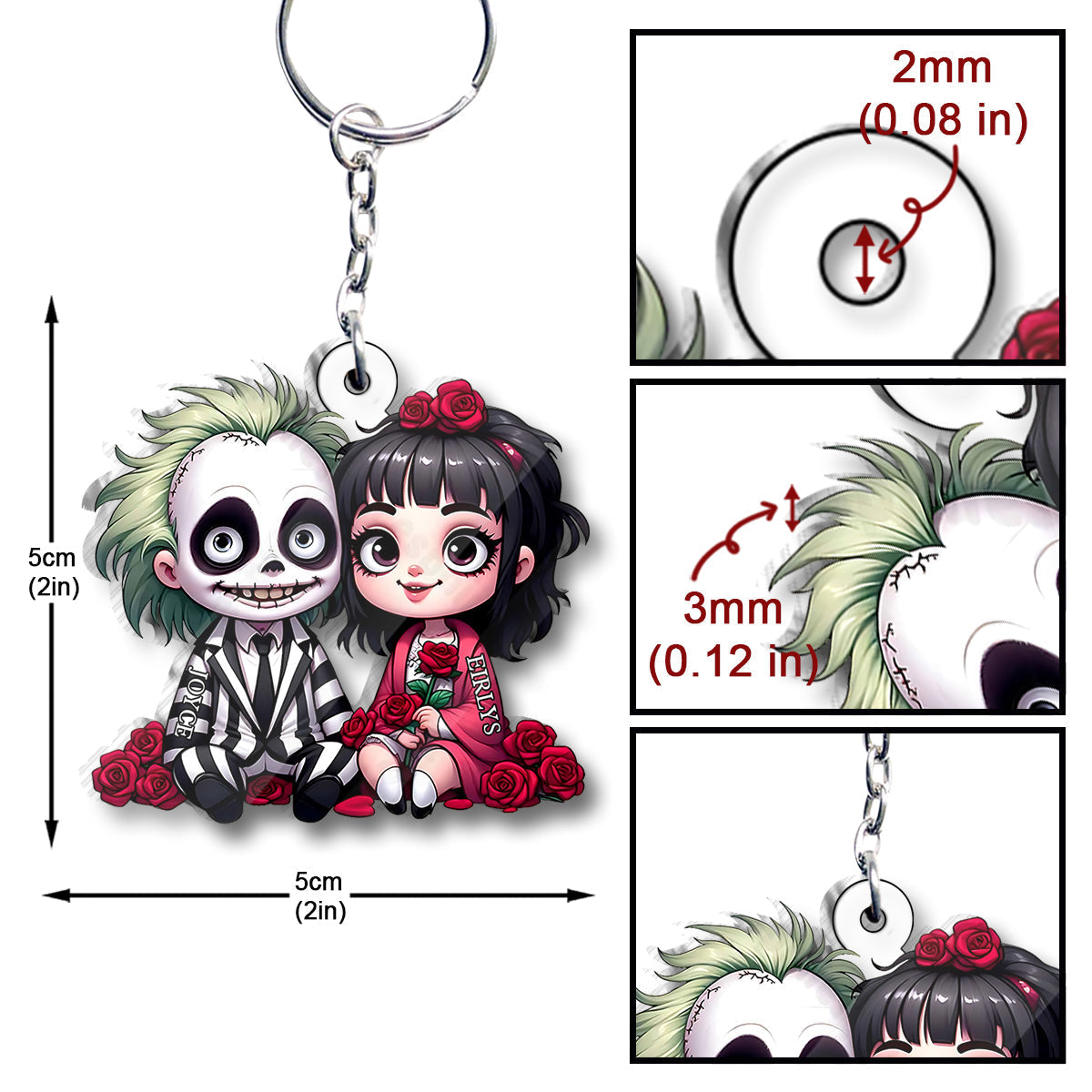 Personalized Horror Couple Keychain Custom Name Gift