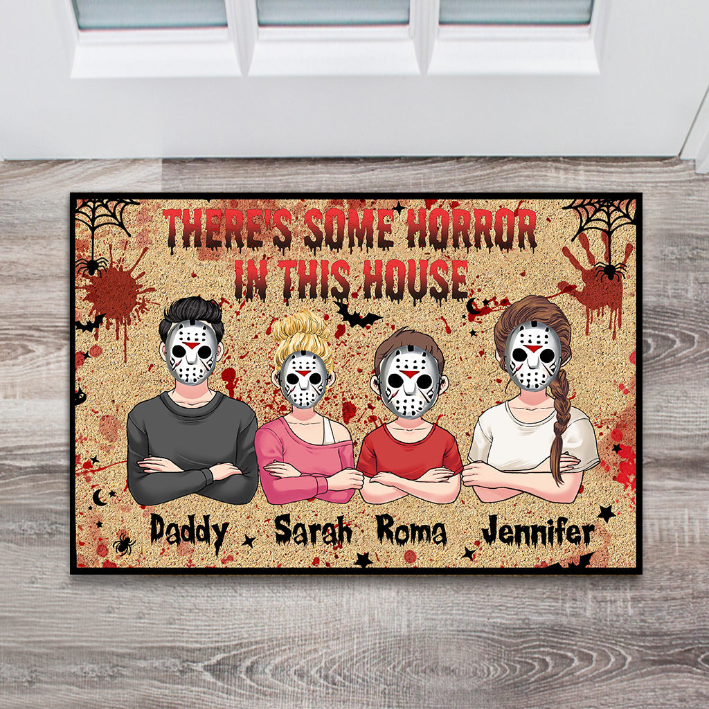 Personalized Halloween Horror Family Doormat Custom Name Gift