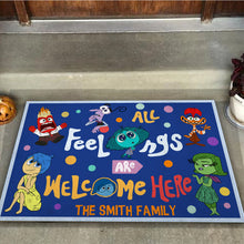 Load image into Gallery viewer, Personalized Doormat All Feelings Are Welcome Here for Family
