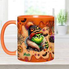 Load image into Gallery viewer, Personalized Halloween Grinch Accent Mug Custom Name Gift
