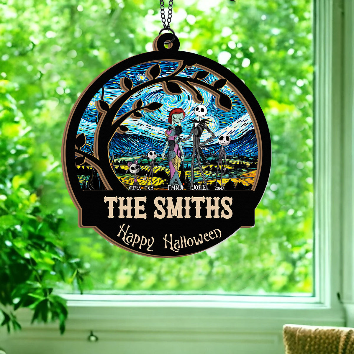 Personalized Starry Night Suncatcher Custom Family Name Gift