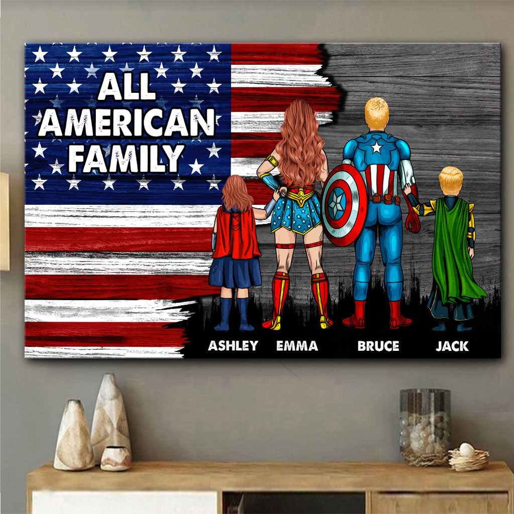 Personalized Family Canvas Wall Art Custom Names USA Gift
