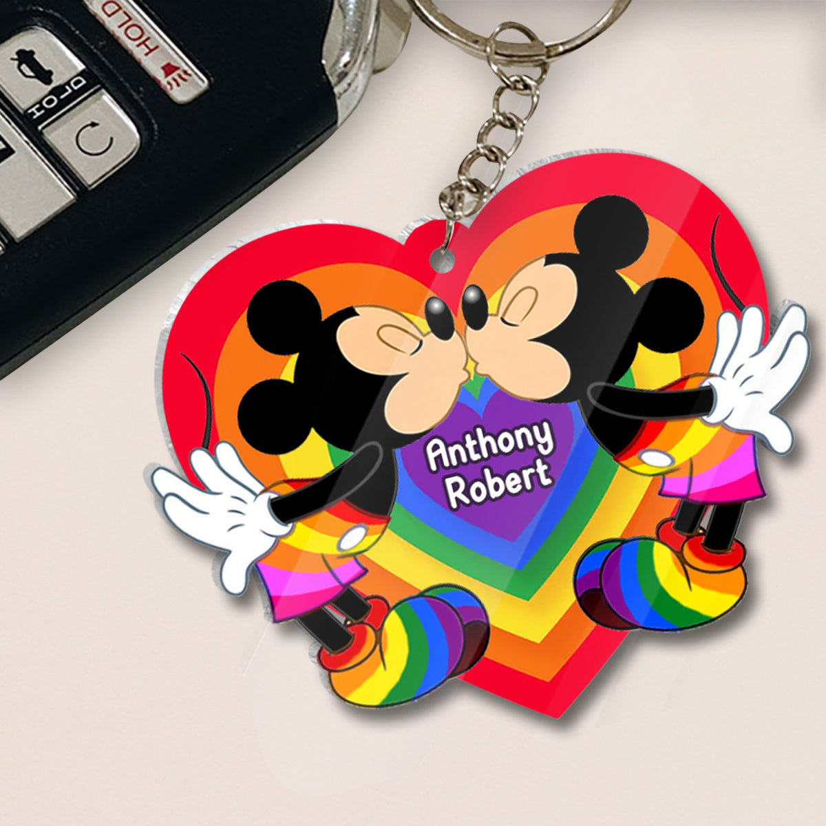 Personalized Acrylic LGBT Support Keychain for Couples | Love Is Love