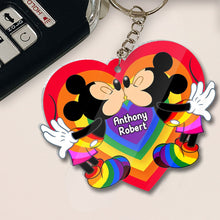 Load image into Gallery viewer, Personalized Acrylic LGBT Support Keychain for Couples | Love Is Love
