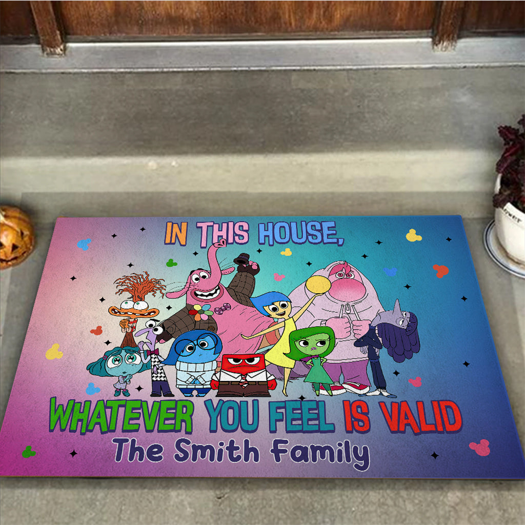 Personalized Doormat Colorful House Theme Custom Family Name Gift