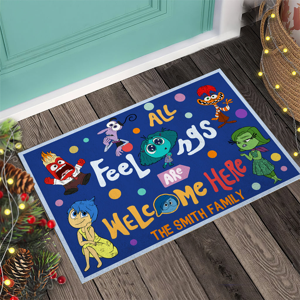 Personalized Doormat All Feelings Are Welcome Here for Family