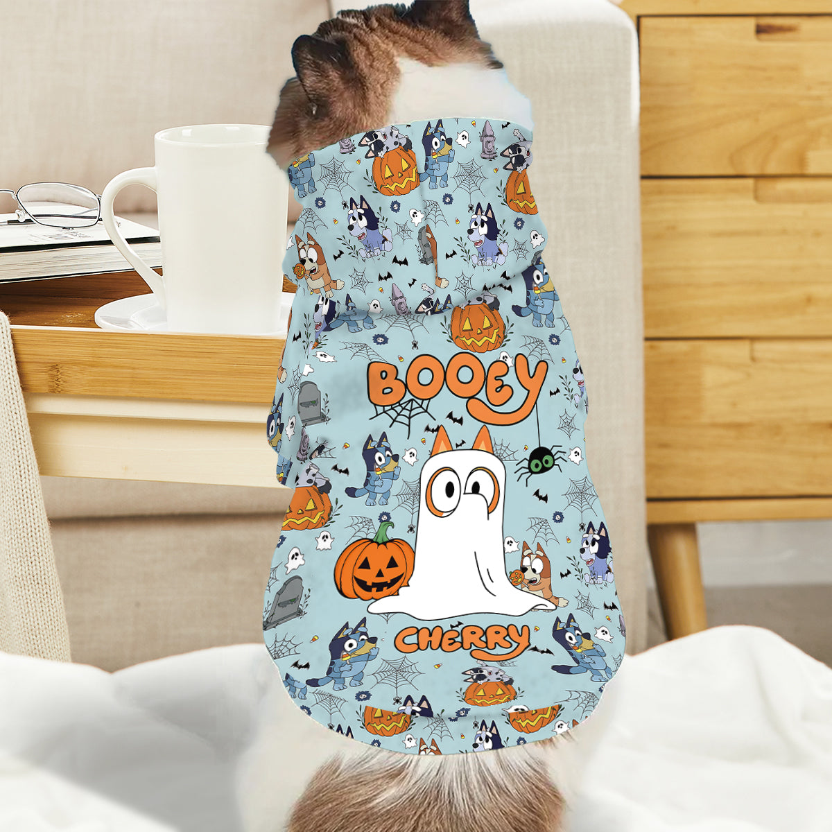 Personalized Halloween Dog Hoodie Cute Booey Design for Pets