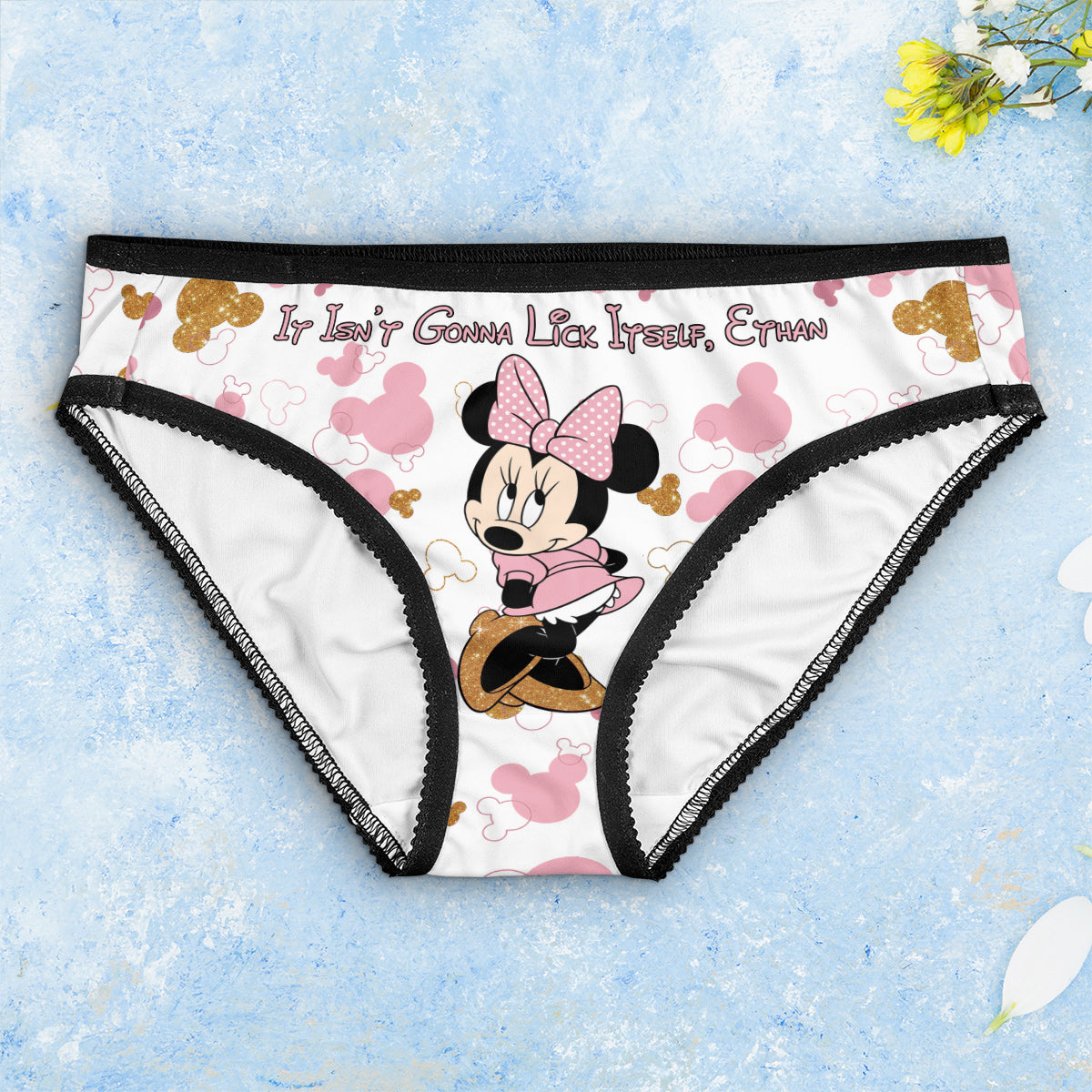 Personalized Women's Briefs with Lace Border and Design