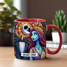 Load image into Gallery viewer, Personalized Jack and Sally Accent Mug Custom Couples Gift
